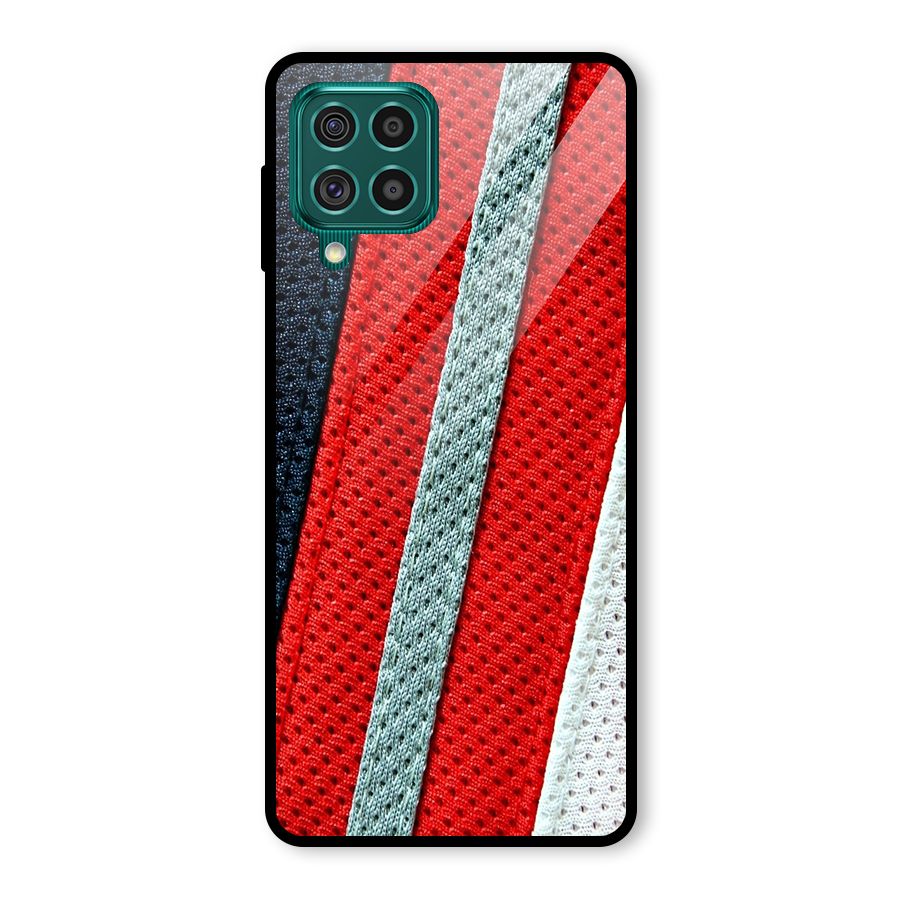 Black Red Grey Stripes Glass Back Case for Galaxy F62