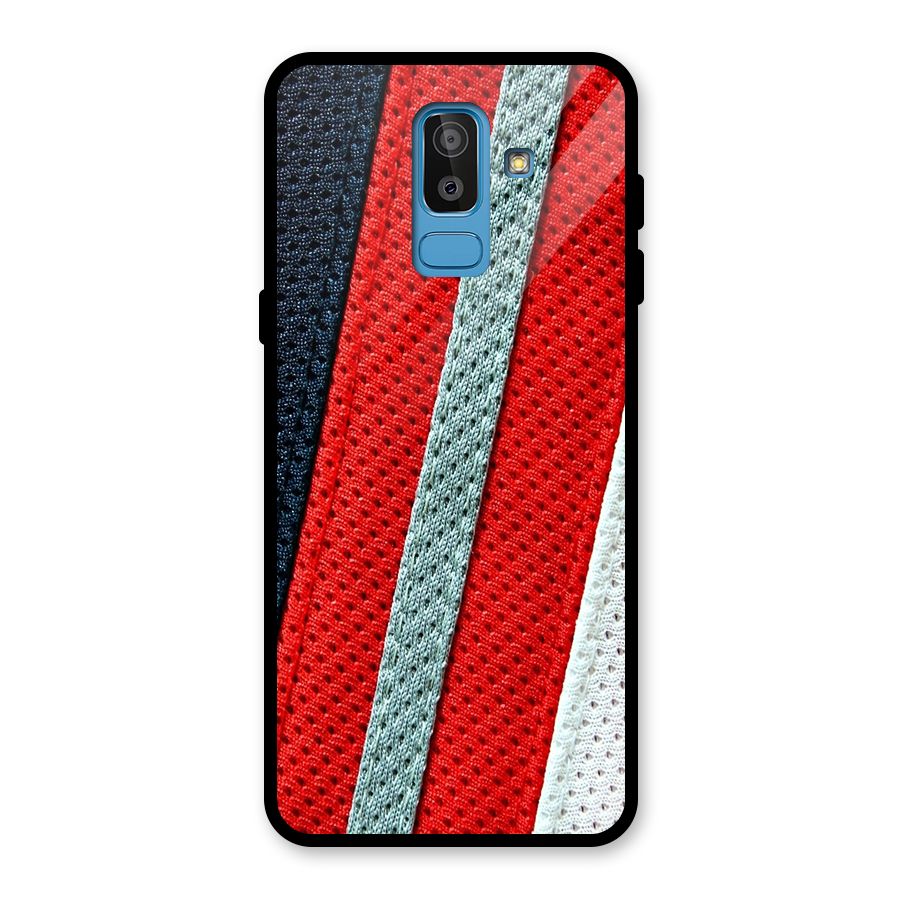 Black Red Grey Stripes Glass Back Case for Galaxy J8