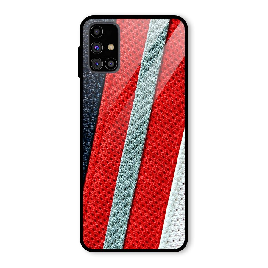 Black Red Grey Stripes Glass Back Case for Galaxy M31s