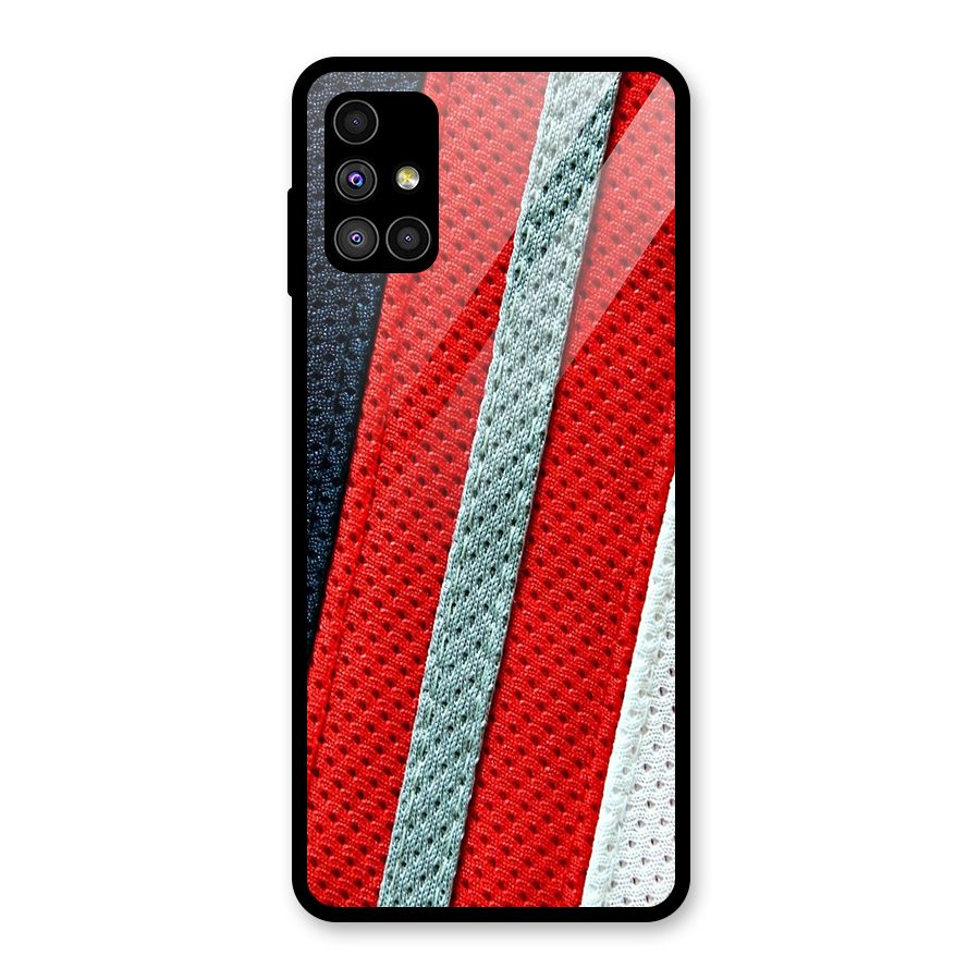 Black Red Grey Stripes Glass Back Case for Galaxy M51