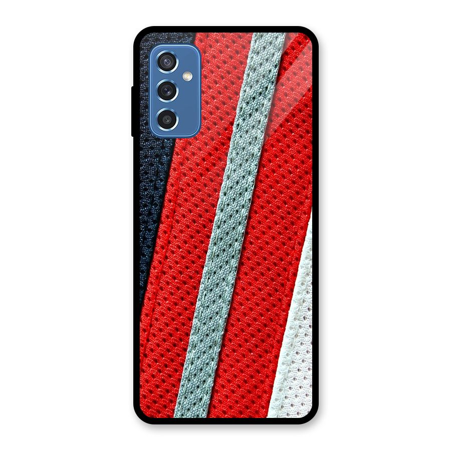 Black Red Grey Stripes Glass Back Case for Galaxy M52 5G
