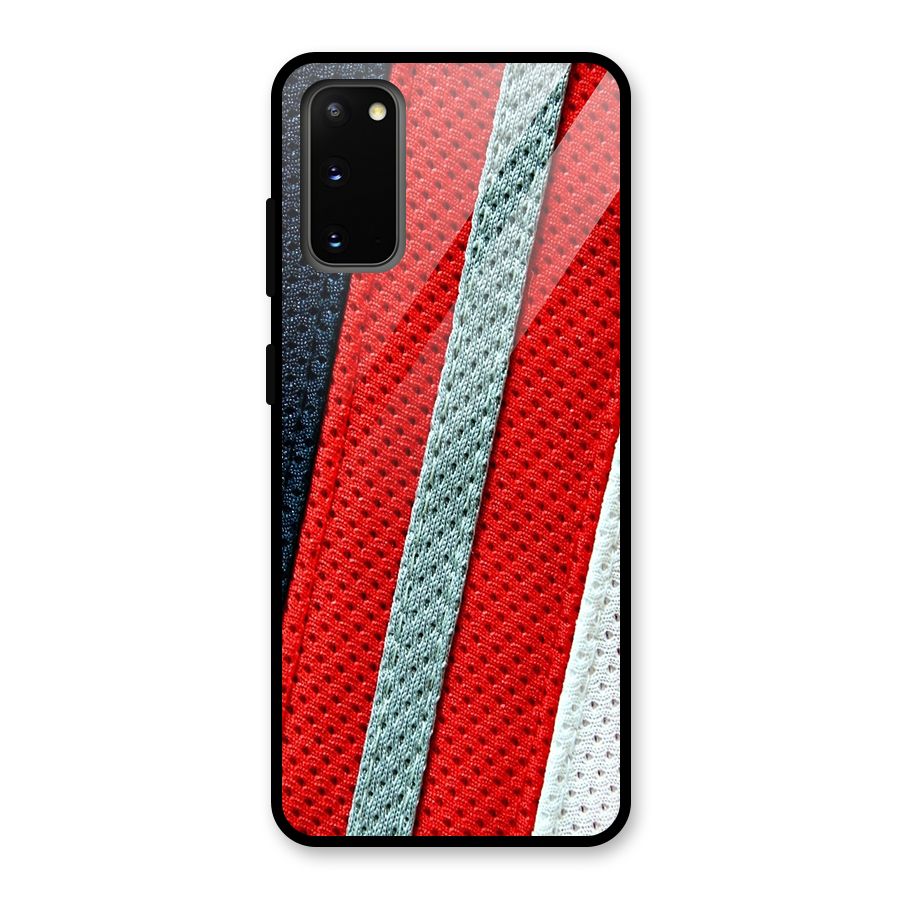 Black Red Grey Stripes Glass Back Case for Galaxy S20