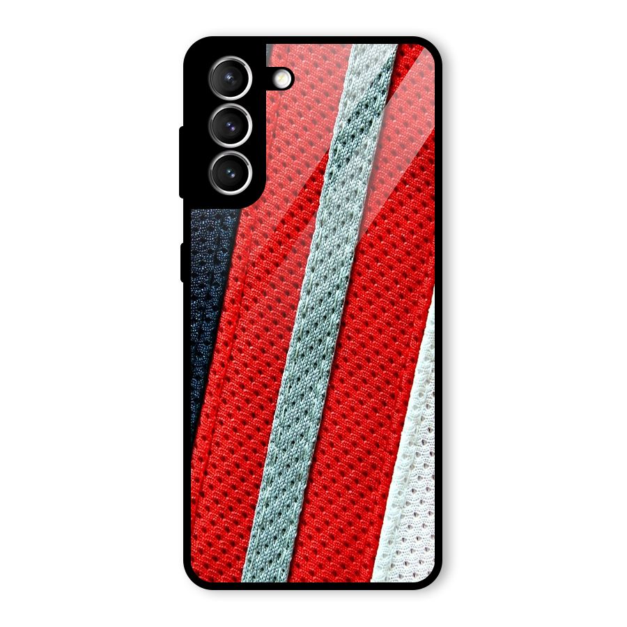 Black Red Grey Stripes Glass Back Case for Galaxy S21 5G