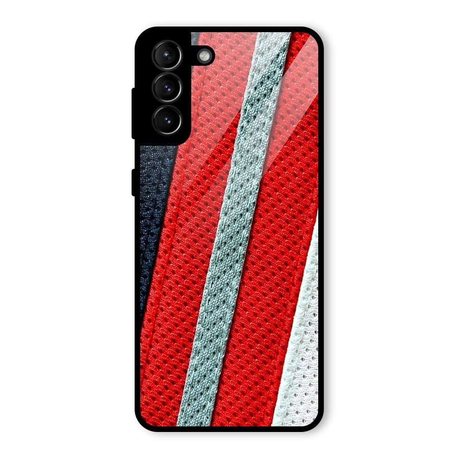 Black Red Grey Stripes Glass Back Case for Galaxy S21 Plus