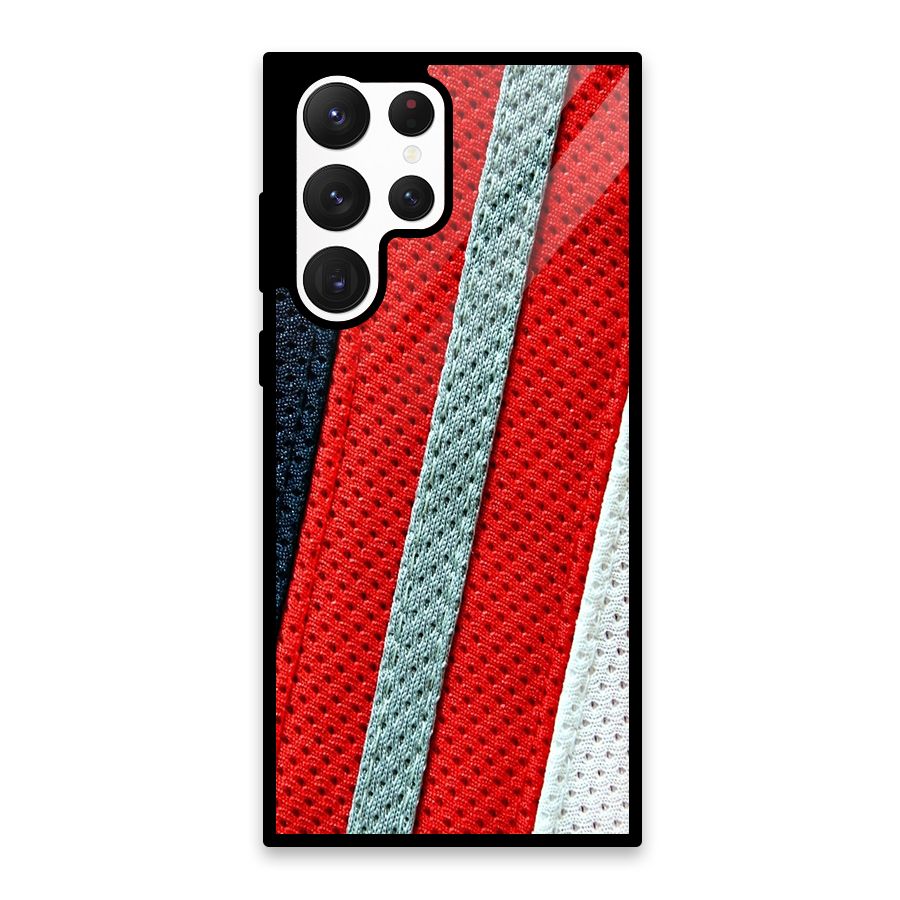 Black Red Grey Stripes Glass Back Case for Galaxy S22 Ultra 5G