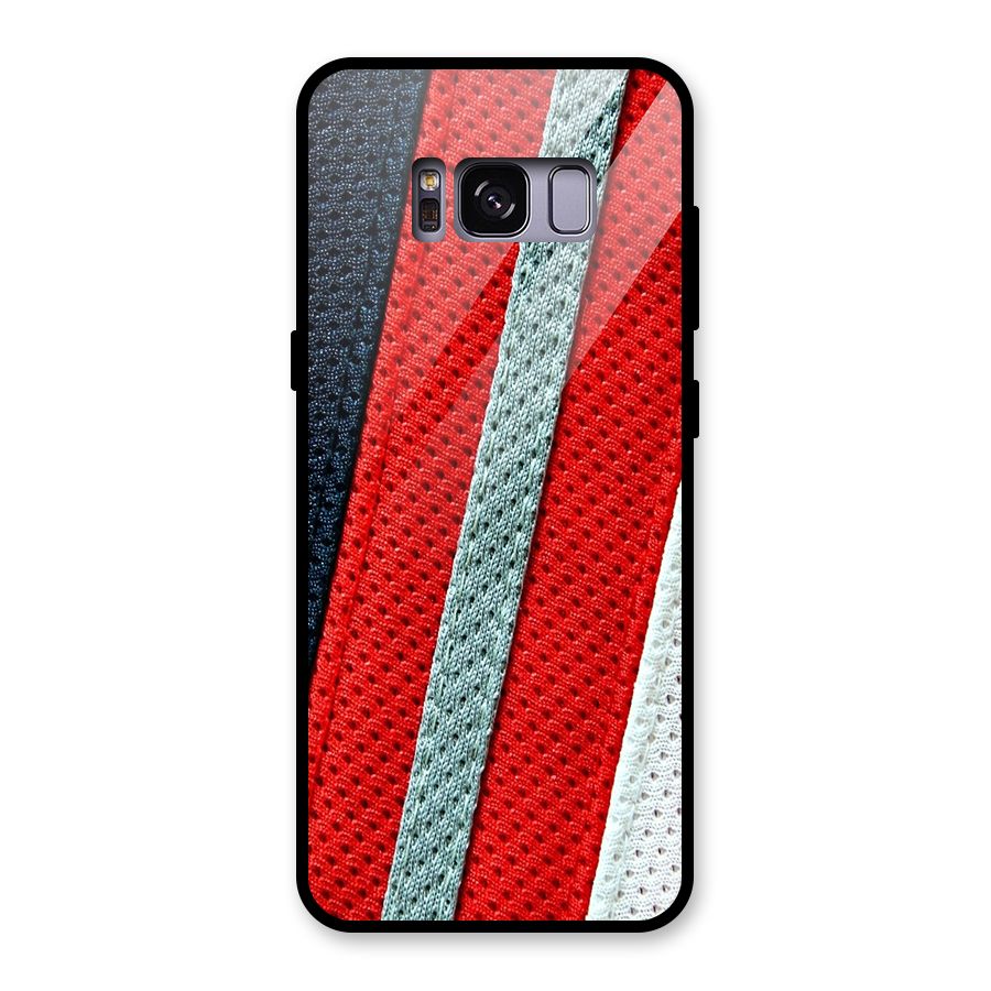 Black Red Grey Stripes Glass Back Case for Galaxy S8