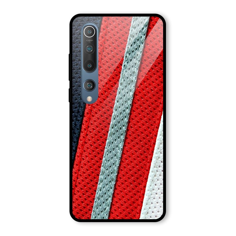 Black Red Grey Stripes Glass Back Case for Mi 10
