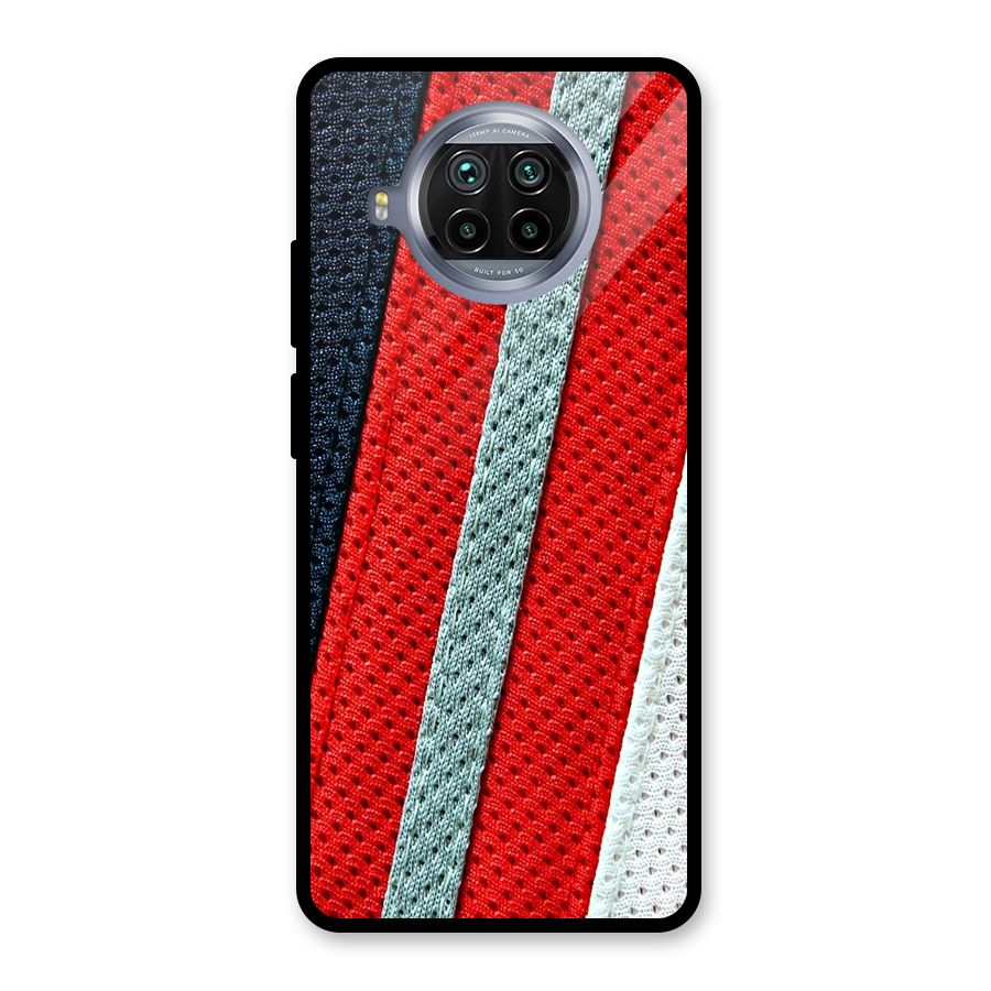 Black Red Grey Stripes Glass Back Case for Mi 10i