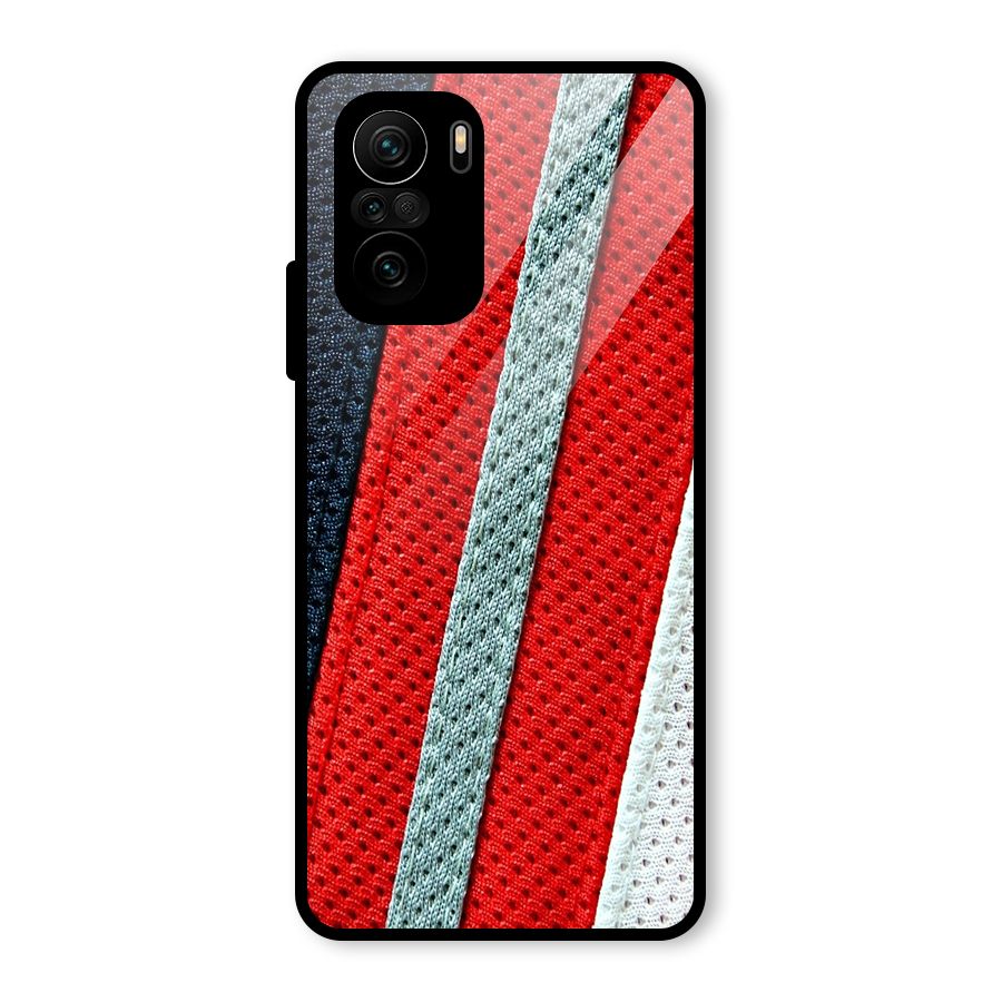 Black Red Grey Stripes Glass Back Case for Mi 11x
