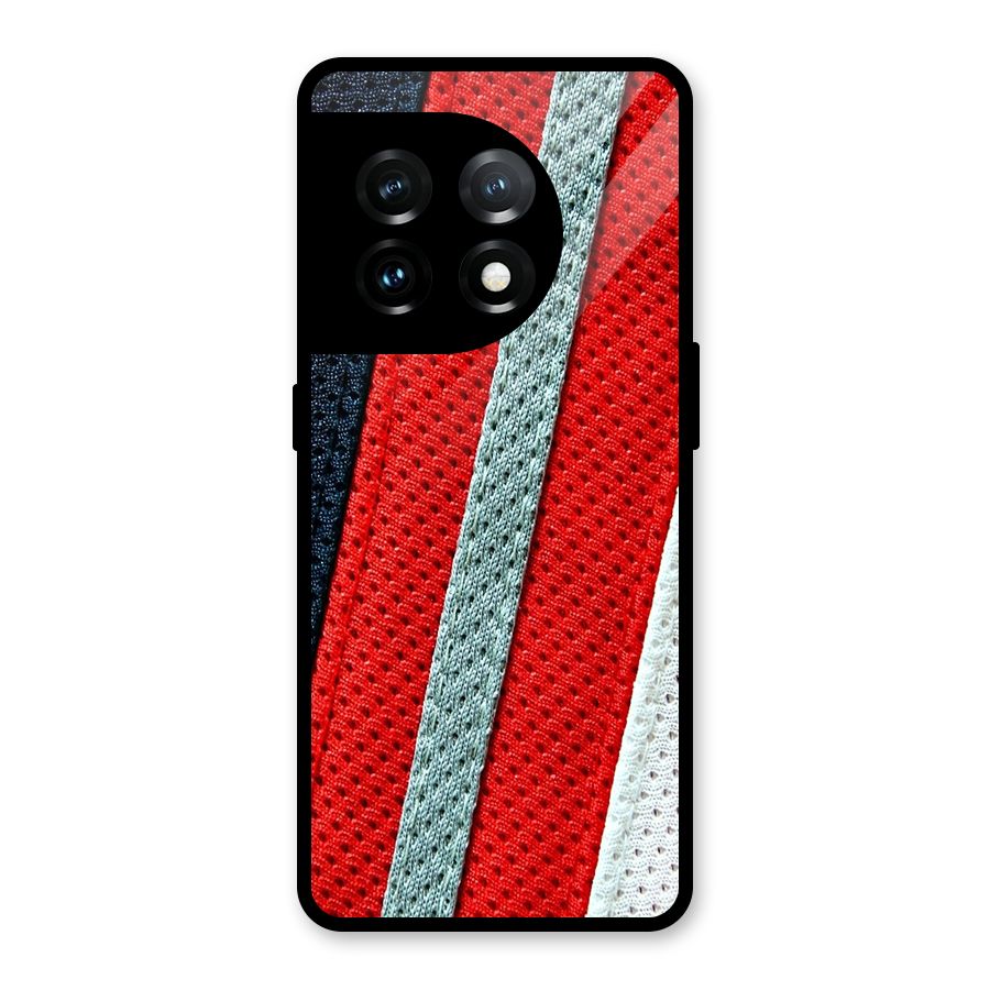 Black Red Grey Stripes Glass Back Case for OnePlus 11