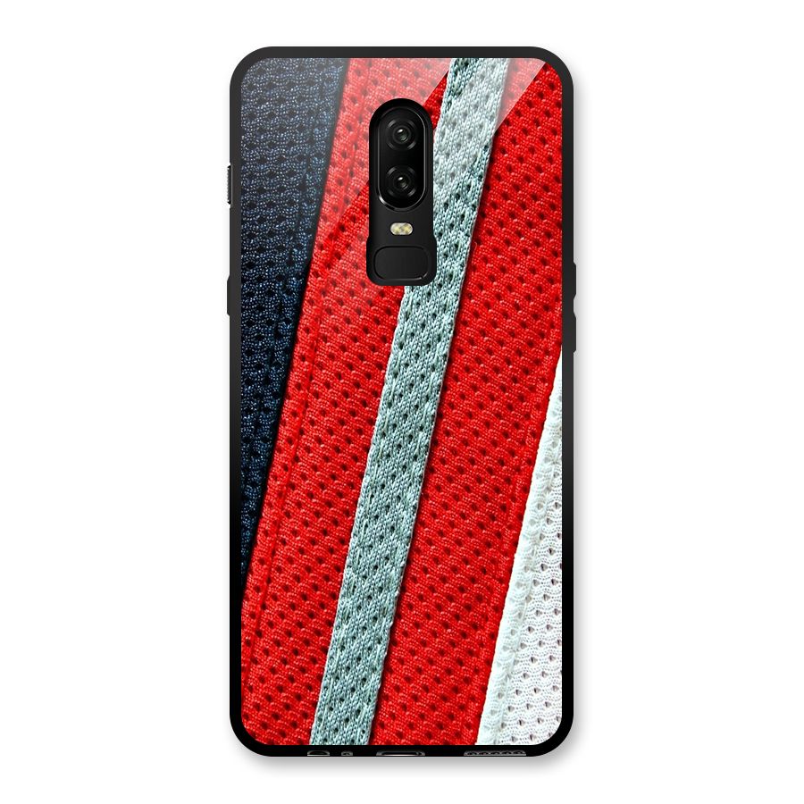 Black Red Grey Stripes Glass Back Case for OnePlus 6
