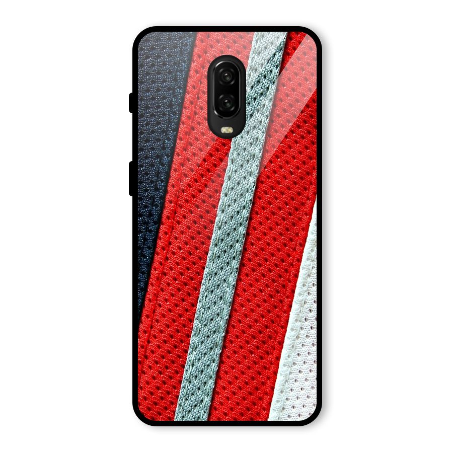 Black Red Grey Stripes Glass Back Case for OnePlus 6T