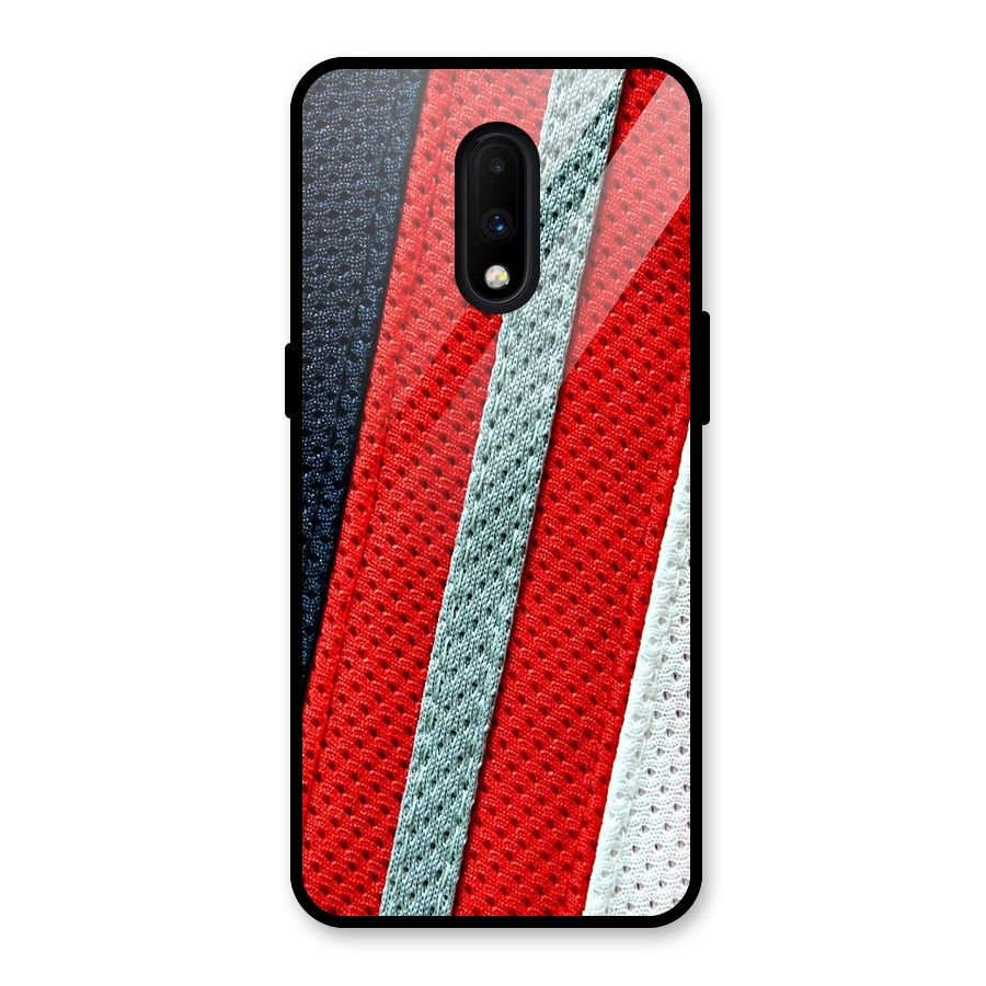 Black Red Grey Stripes Glass Back Case for OnePlus 7