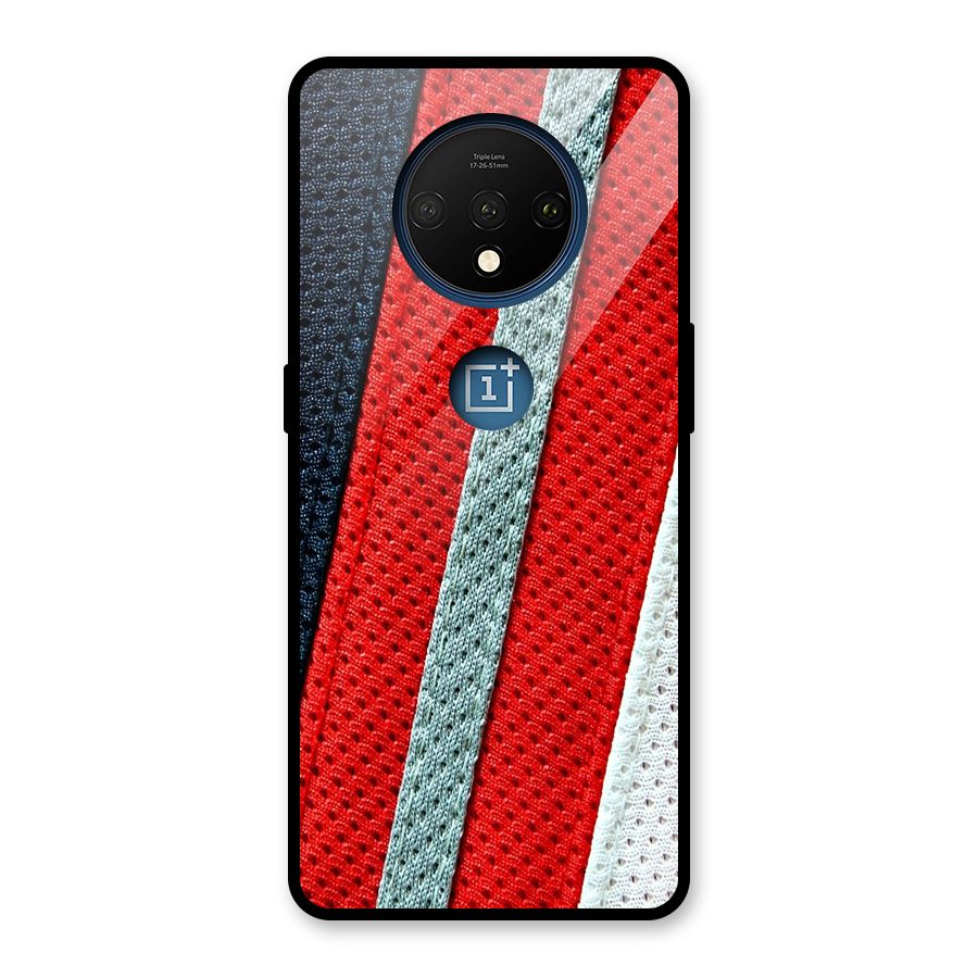 Black Red Grey Stripes Glass Back Case for OnePlus 7T