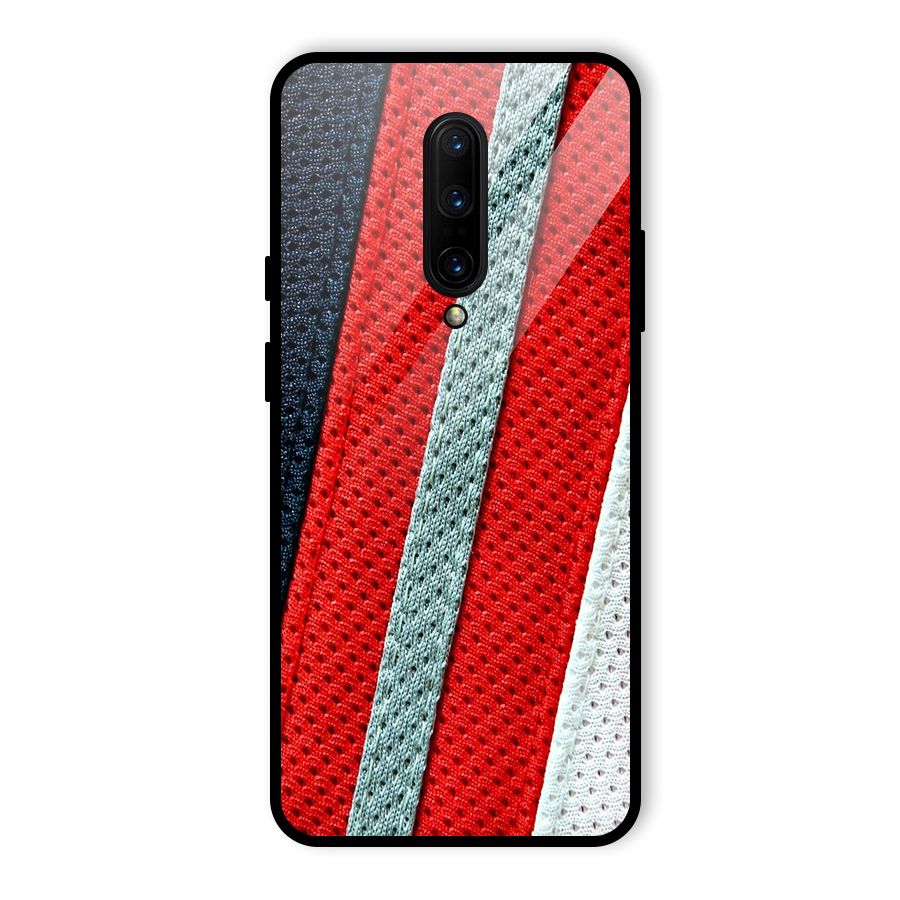 Black Red Grey Stripes Glass Back Case for OnePlus 7 Pro