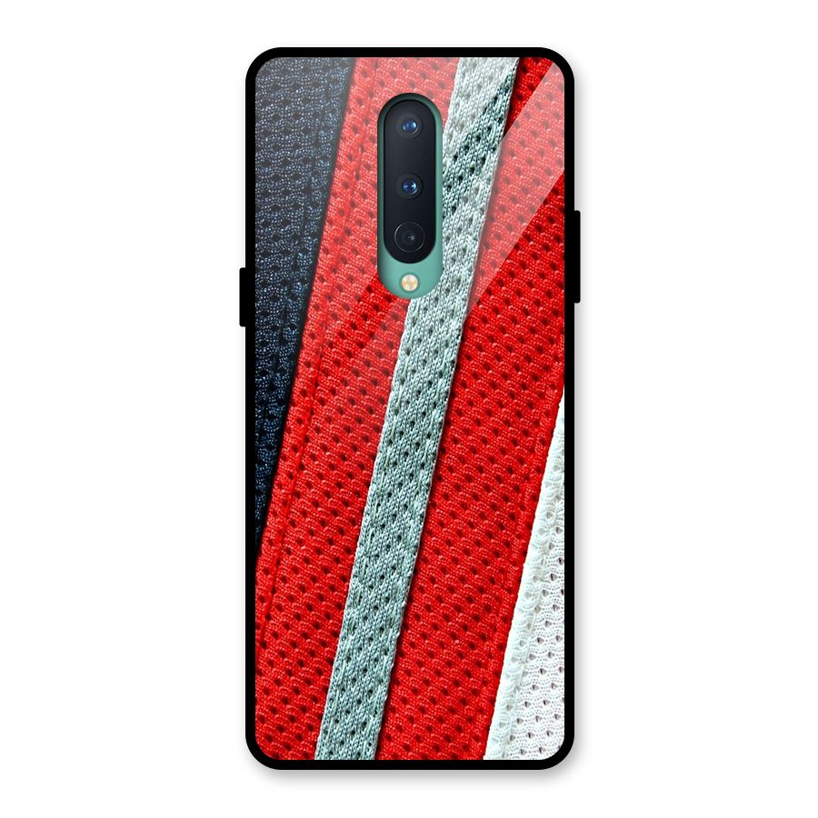Black Red Grey Stripes Glass Back Case for OnePlus 8