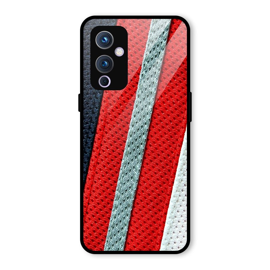 Black Red Grey Stripes Glass Back Case for OnePlus 9