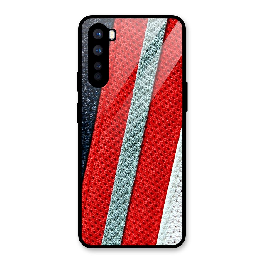 Black Red Grey Stripes Glass Back Case for OnePlus Nord