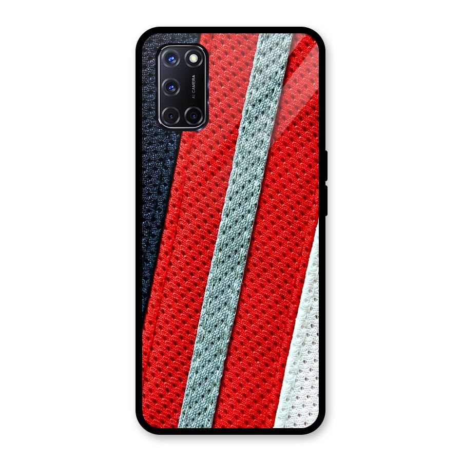 Black Red Grey Stripes Glass Back Case for Oppo A52
