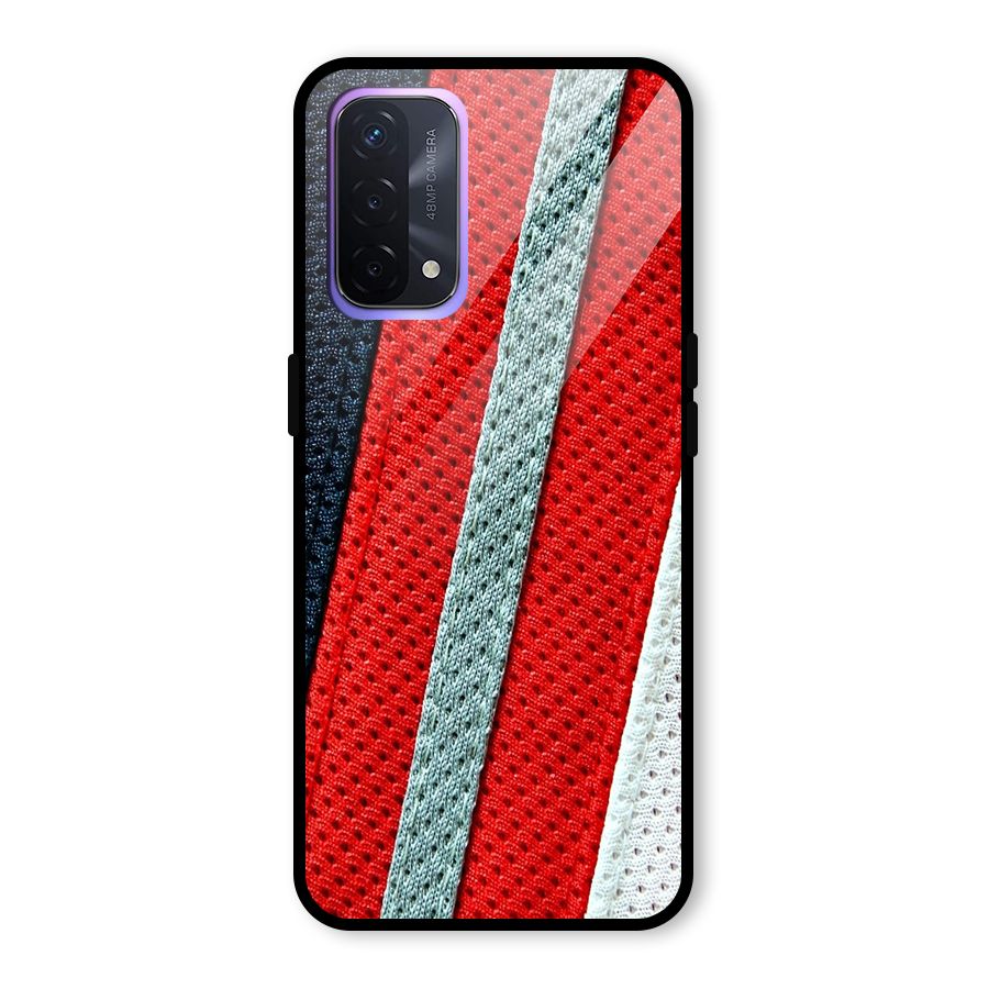 Black Red Grey Stripes Glass Back Case for Oppo A74 5G