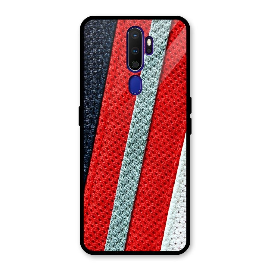 Black Red Grey Stripes Glass Back Case for Oppo A9 (2020)