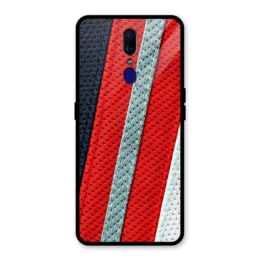 Black Red Grey Stripes Glass Back Case for Oppo F11
