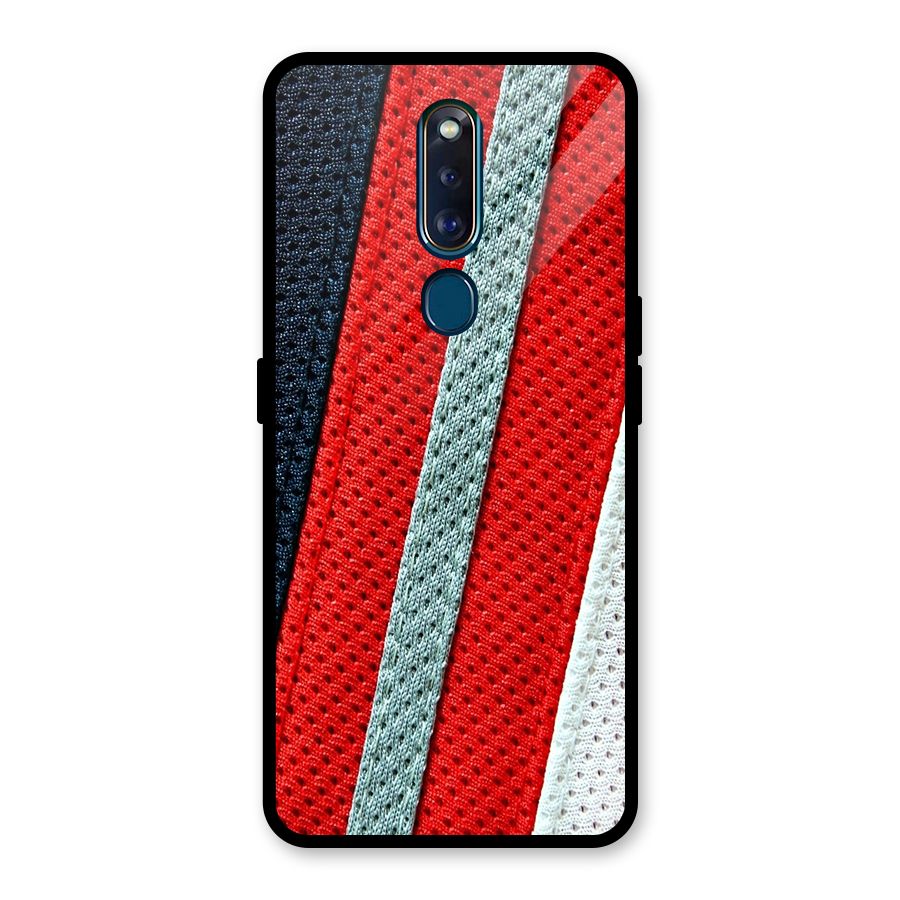 Black Red Grey Stripes Glass Back Case for Oppo F11 Pro
