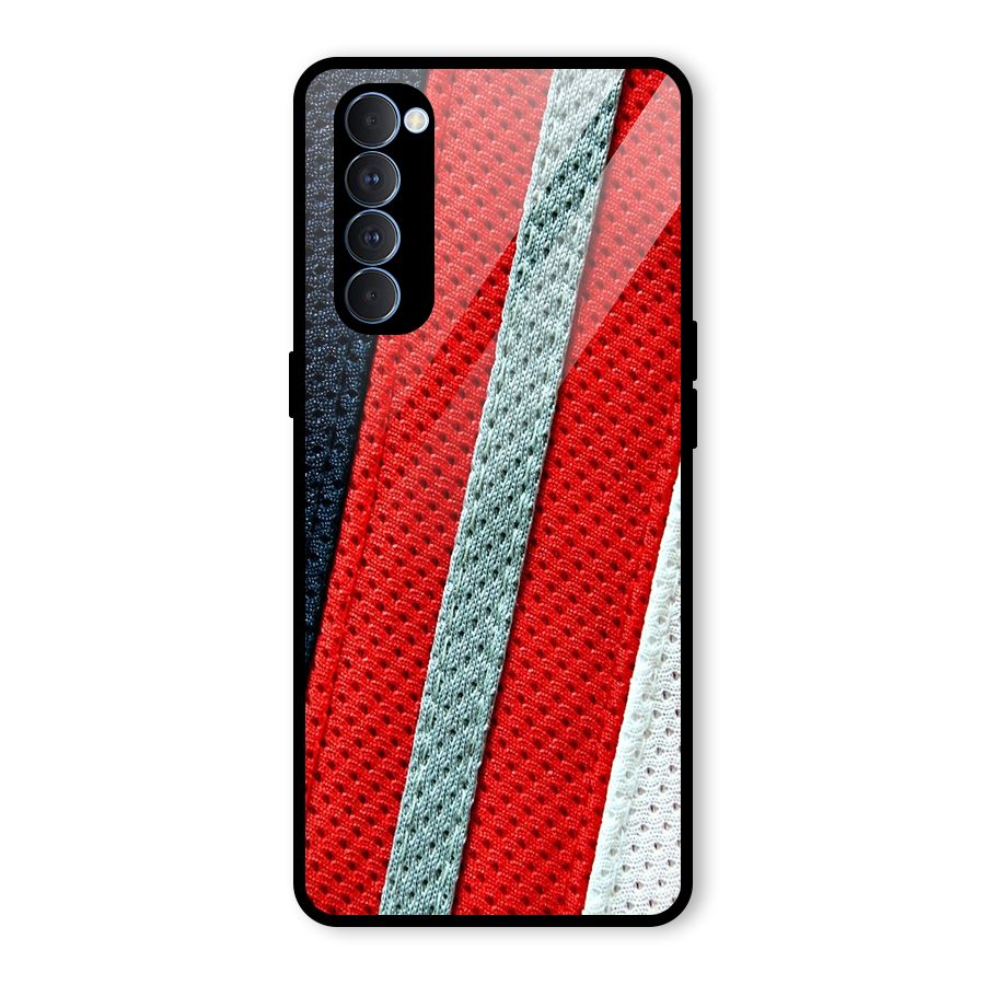 Black Red Grey Stripes Glass Back Case for Oppo Reno4 Pro