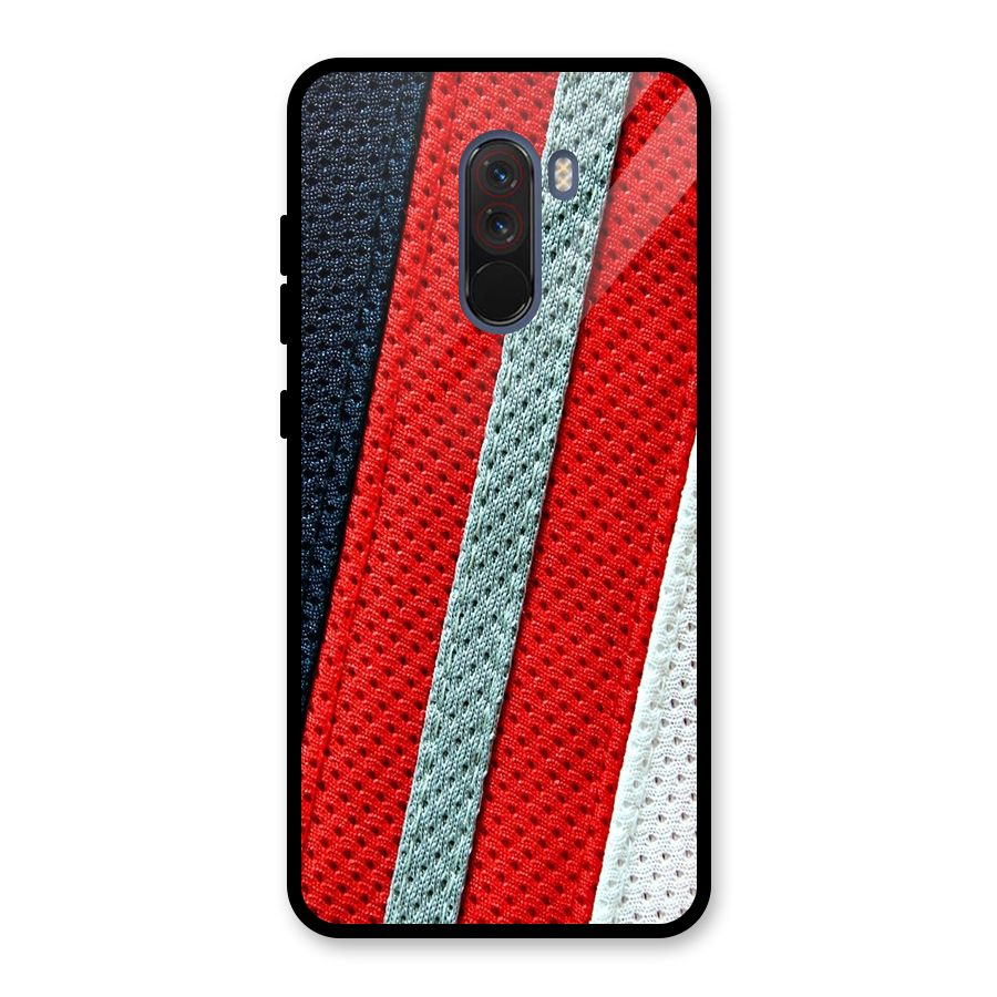 Black Red Grey Stripes Glass Back Case for Poco F1