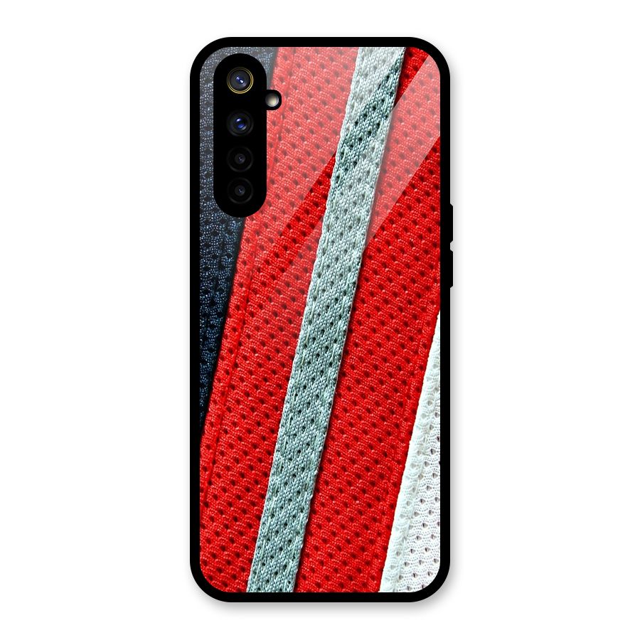 Black Red Grey Stripes Glass Back Case for Realme 6
