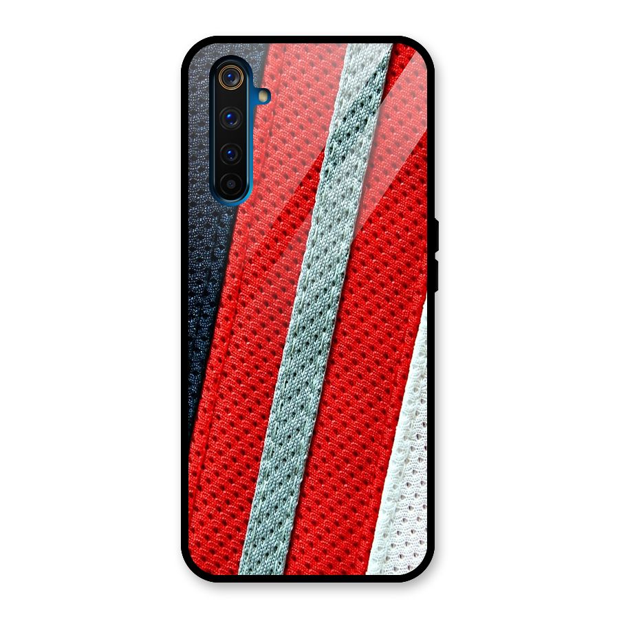 Black Red Grey Stripes Glass Back Case for Realme 6 Pro