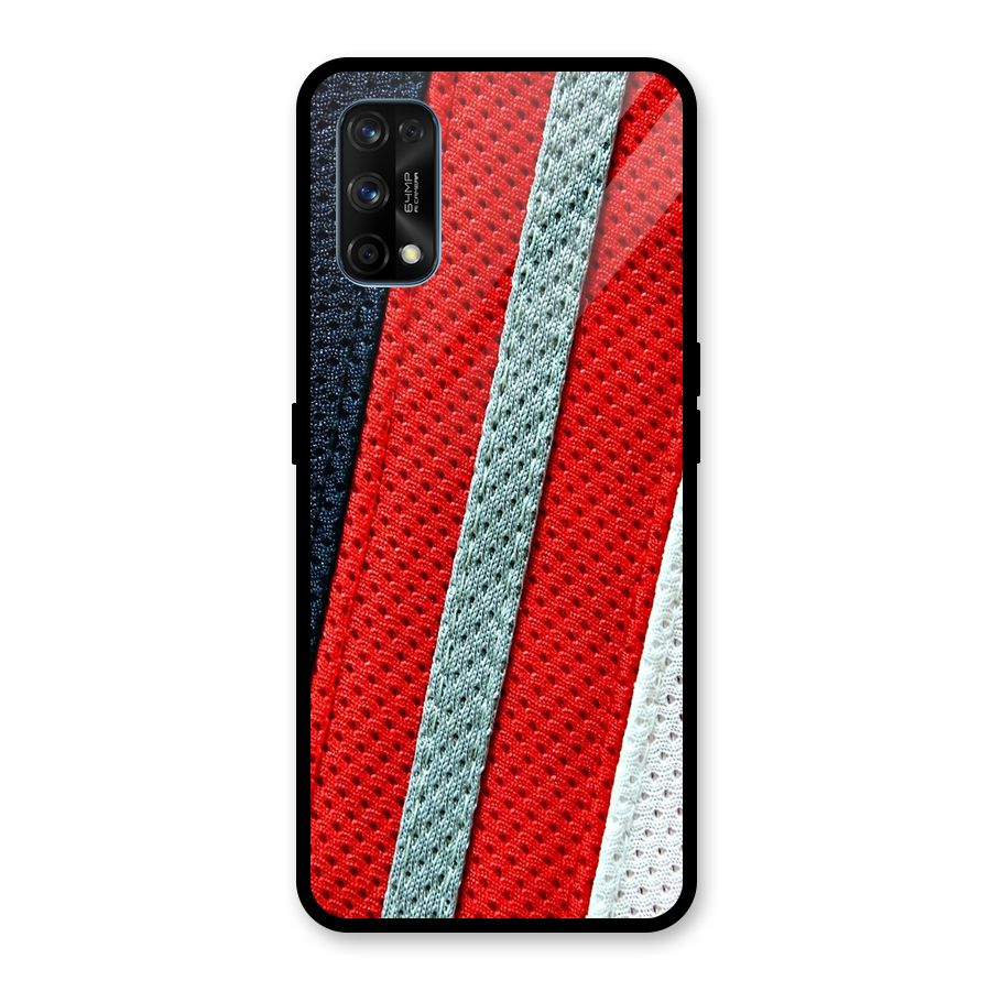Black Red Grey Stripes Glass Back Case for Realme 7 Pro