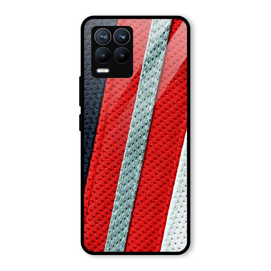 Black Red Grey Stripes Glass Back Case for Realme 8 Pro