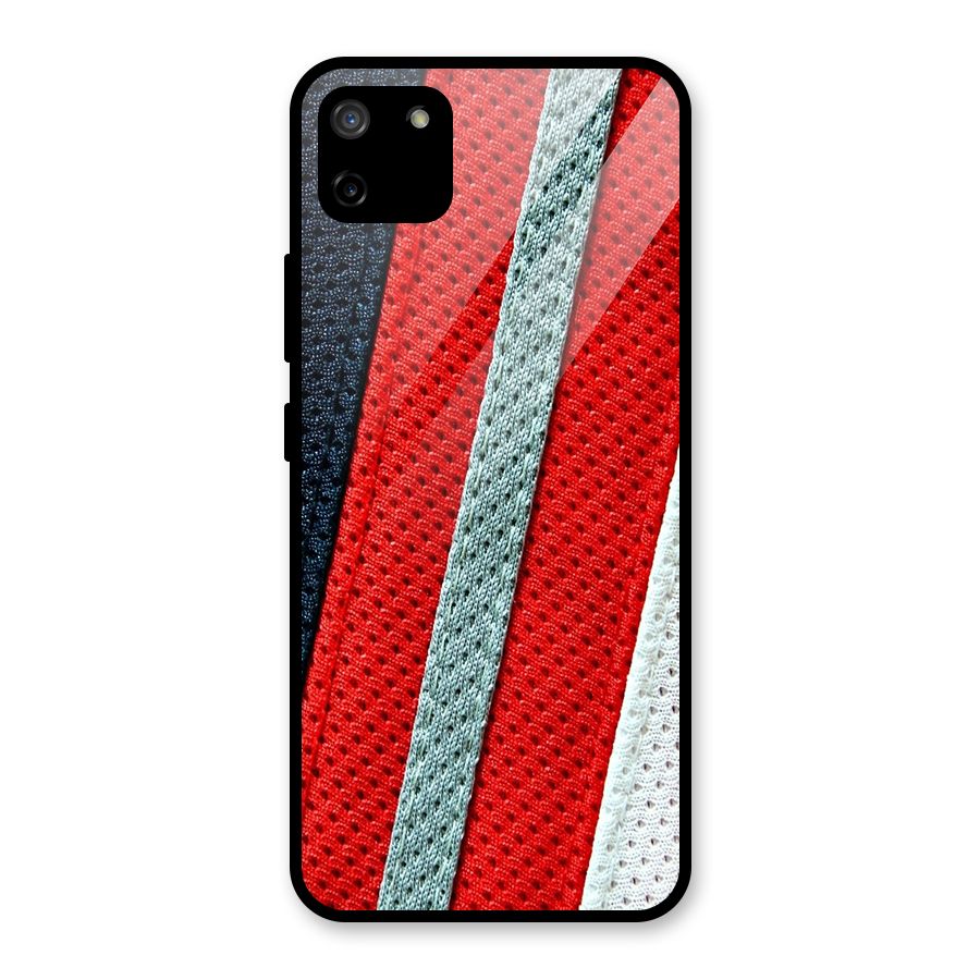 Black Red Grey Stripes Glass Back Case for Realme C11