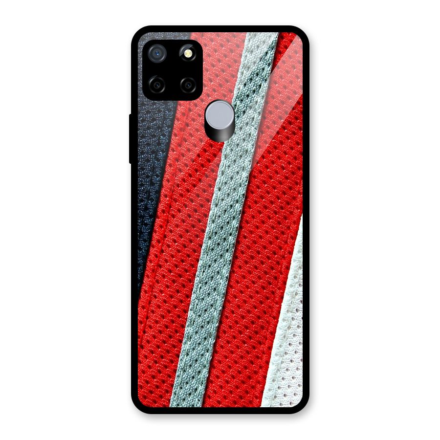 Black Red Grey Stripes Glass Back Case for Realme C15
