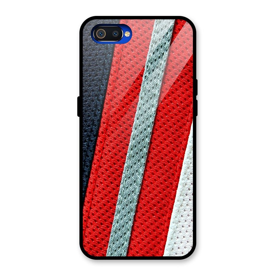 Black Red Grey Stripes Glass Back Case for Realme C2