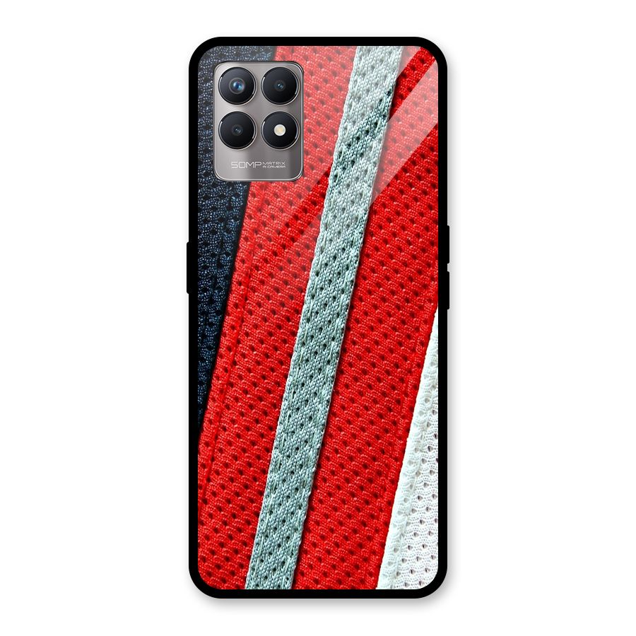 Black Red Grey Stripes Glass Back Case for Realme Narzo 50
