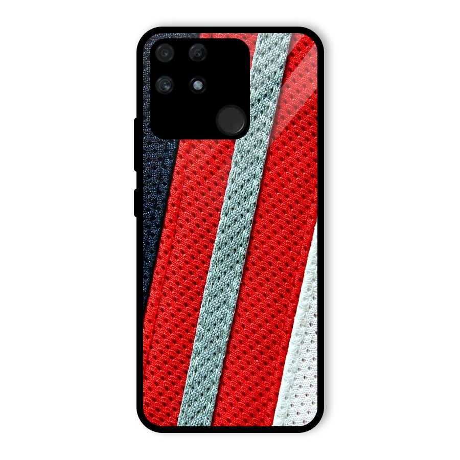 Black Red Grey Stripes Glass Back Case for Realme Narzo 50A
