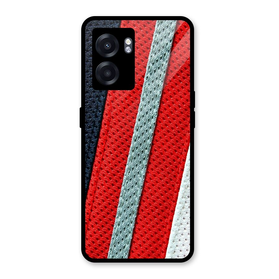 Black Red Grey Stripes Glass Back Case for Realme Narzo 50 5G