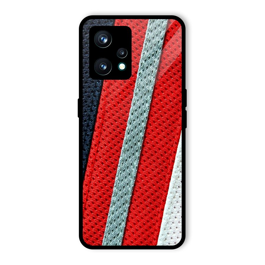 Black Red Grey Stripes Glass Back Case for Realme Narzo 50 Pro