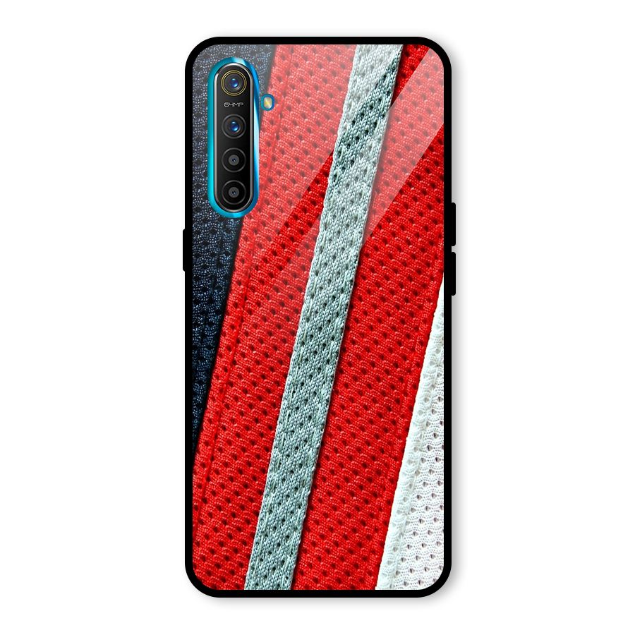 Black Red Grey Stripes Glass Back Case for Realme X2