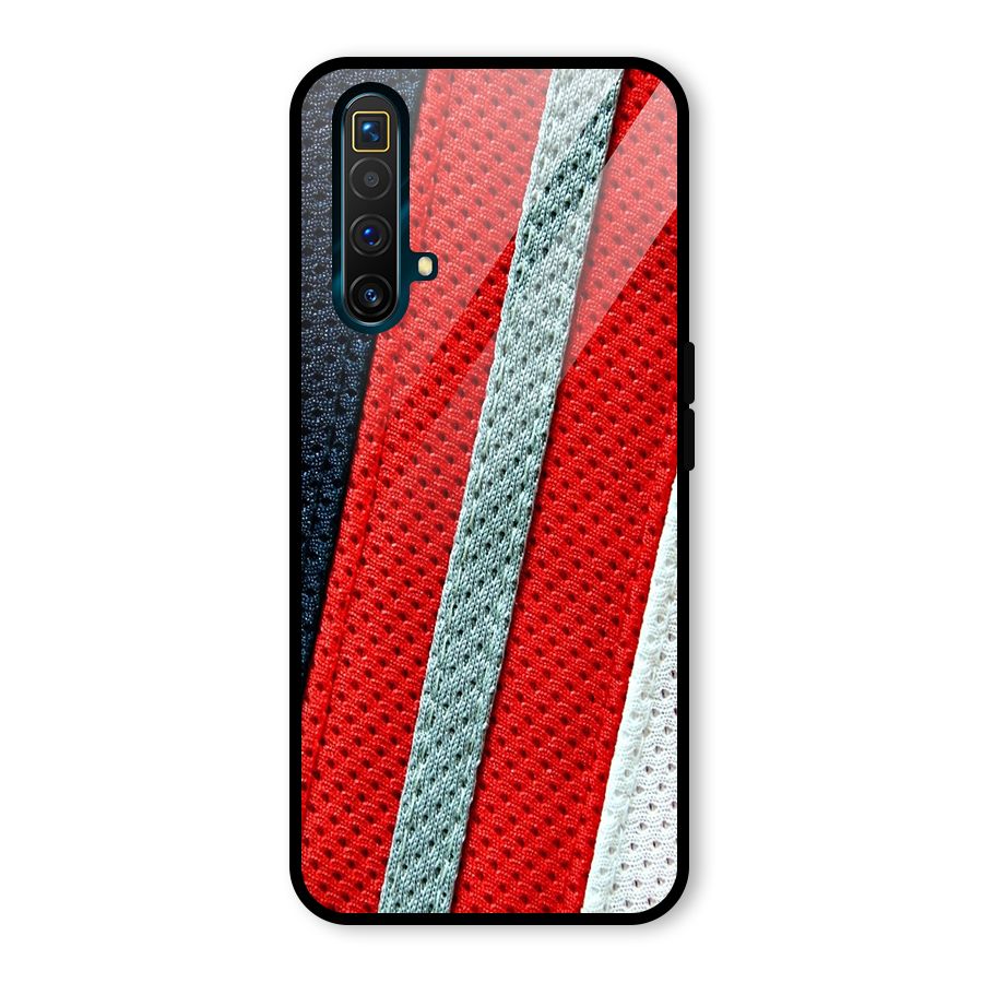 Black Red Grey Stripes Glass Back Case for Realme X3
