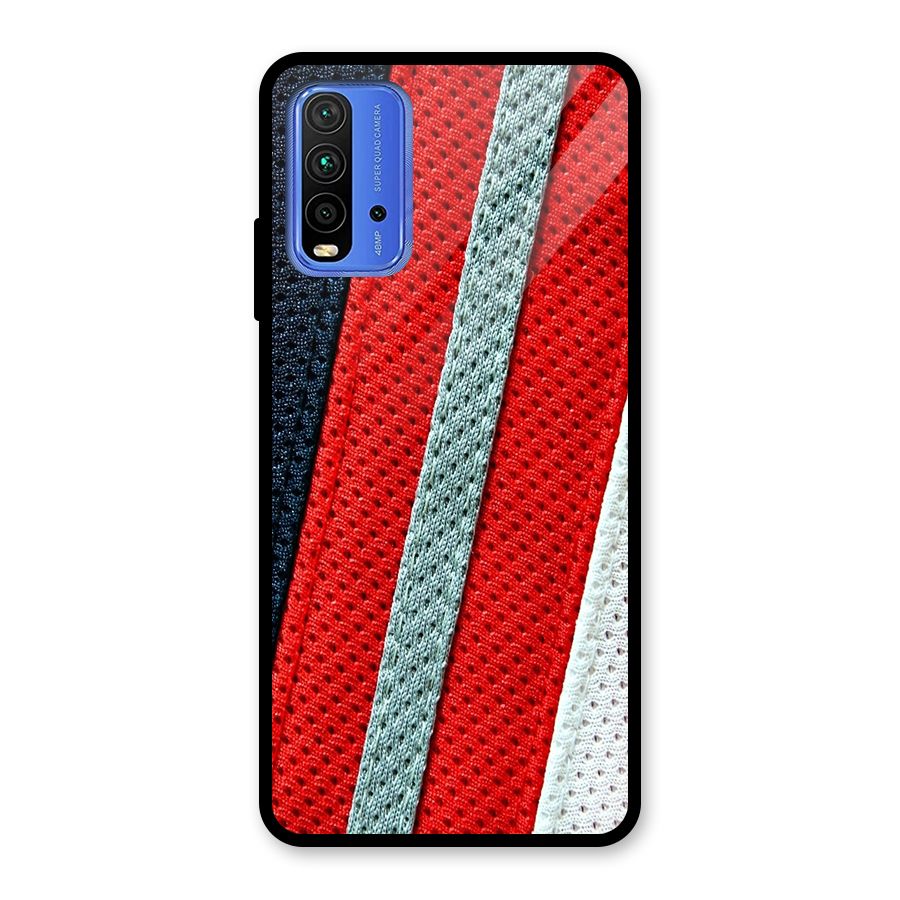 Black Red Grey Stripes Glass Back Case for Redmi 9 Power