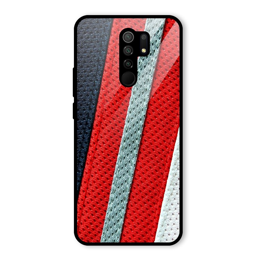Black Red Grey Stripes Glass Back Case for Redmi 9 Prime