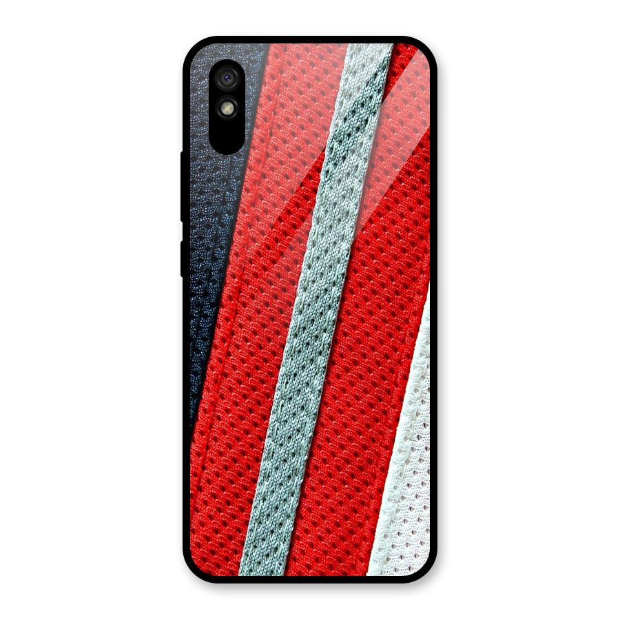 Black Red Grey Stripes Glass Back Case for Redmi 9i