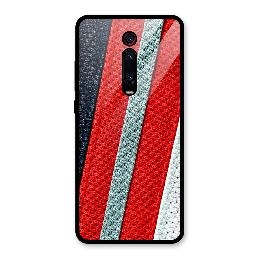 Black Red Grey Stripes Glass Back Case for Redmi K20