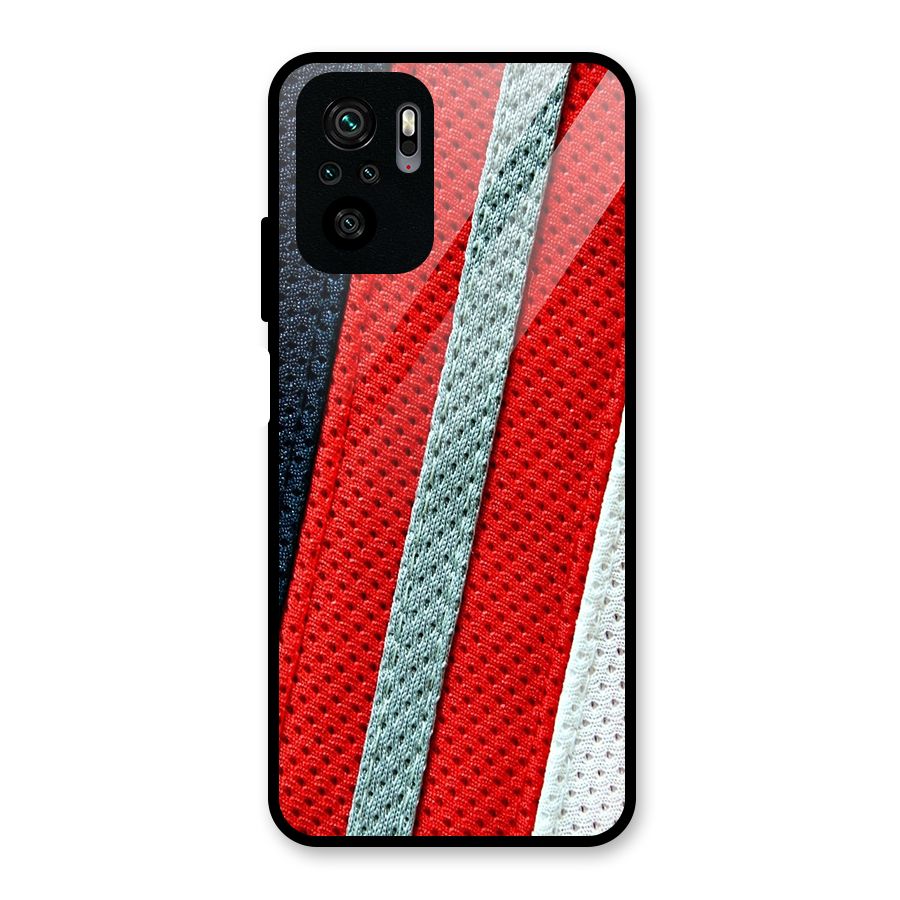 Black Red Grey Stripes Glass Back Case for Redmi Note 10S