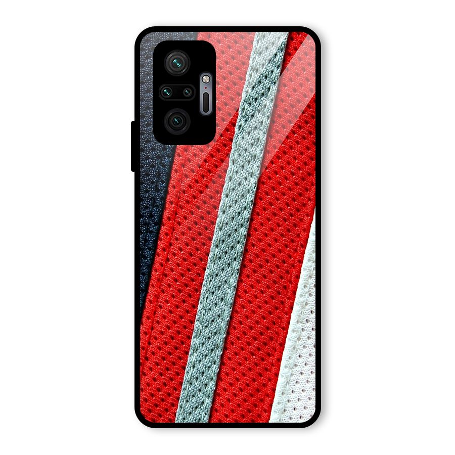 Black Red Grey Stripes Glass Back Case for Redmi Note 10 Pro