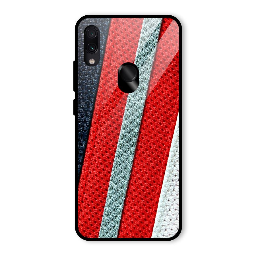 Black Red Grey Stripes Glass Back Case for Redmi Note 7