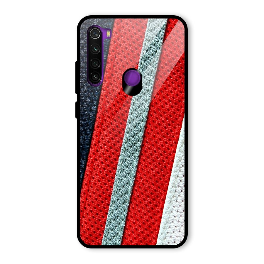 Black Red Grey Stripes Glass Back Case for Redmi Note 8